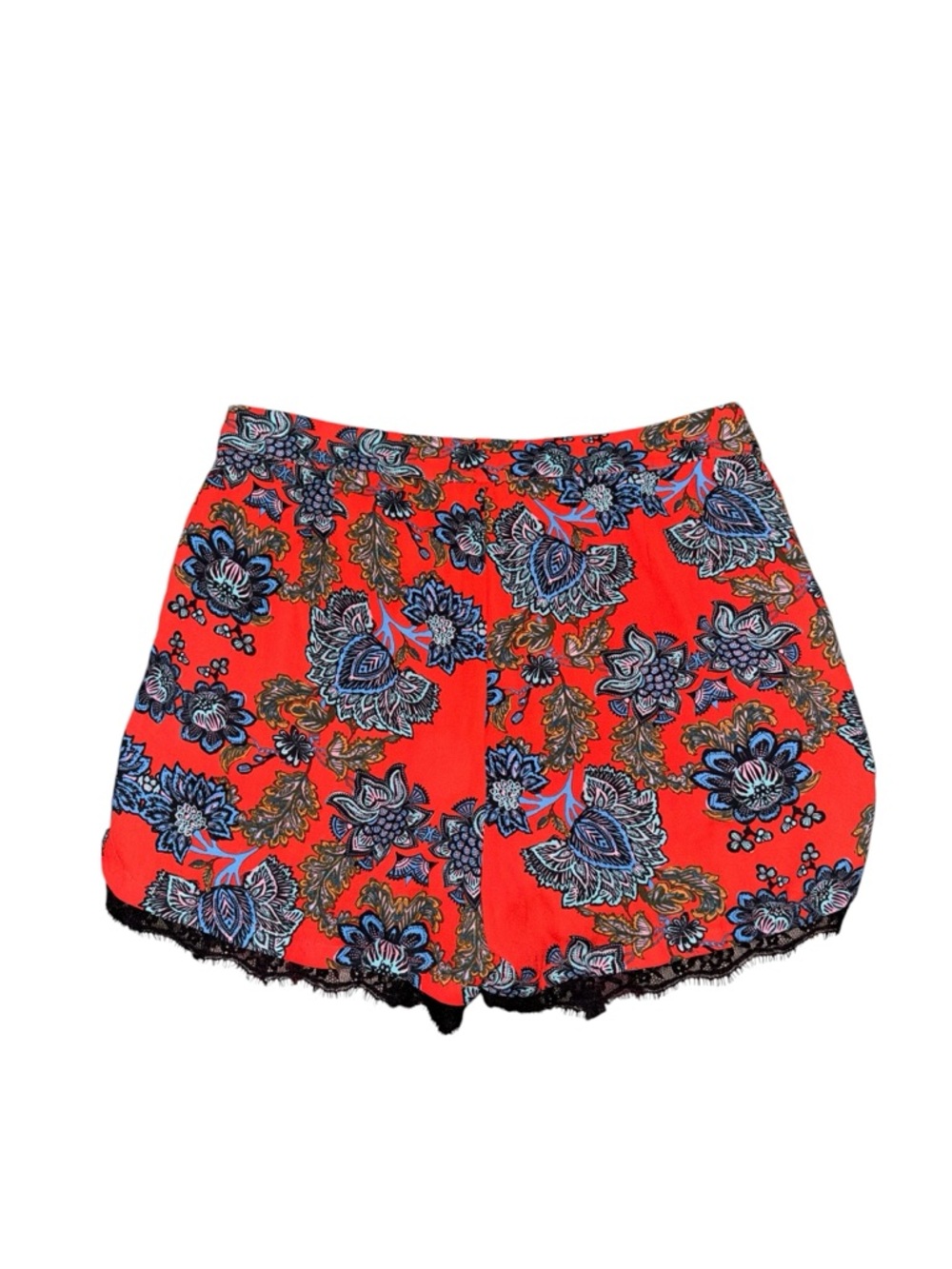 E’Clair Floral Dress Shorts With Lace Hem Size Large NWOT